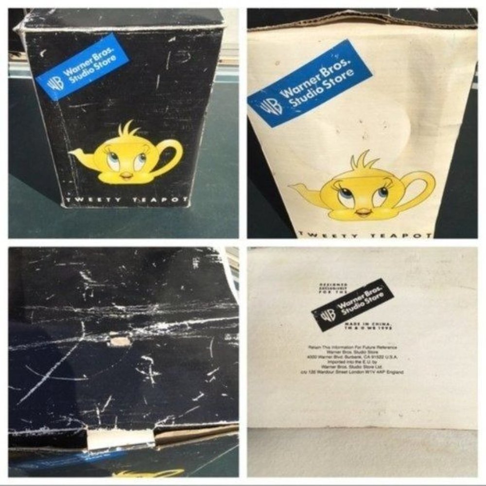 Yellow TWEETY BIRD 1997 TEA POT WARNER BROTHERS VINTAGE With Lid and Box 6"Tall - Picture 8 of 8